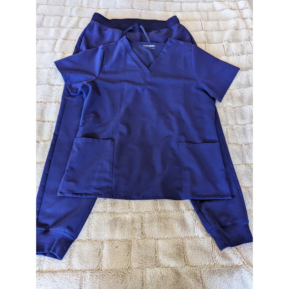 Mandala Women Grape Purple Scrub Set V-Neck Top Jogger Pants Equa-Tek Large